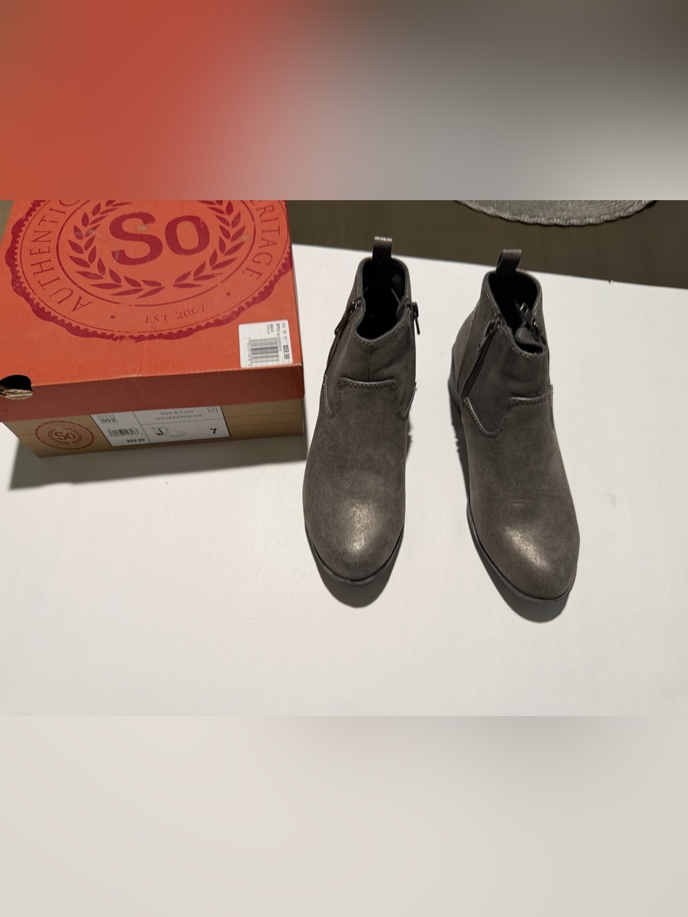 SO Gray Suede Ankle Booties